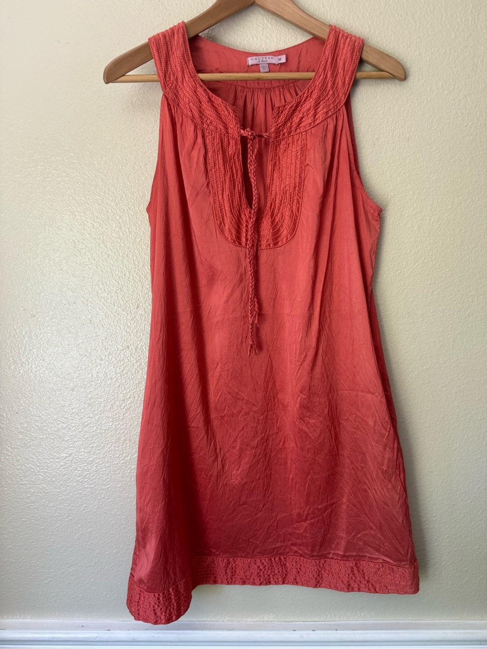Calypso St. Barth Coral Sleeveless Silk Sundress